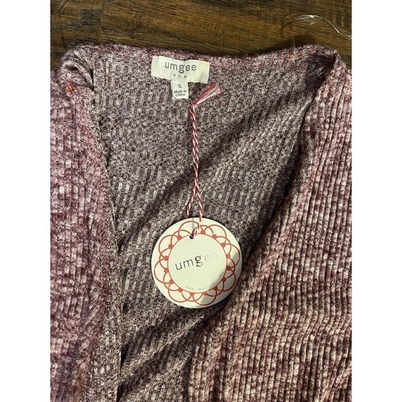 Umgee Long Flowy Open Front Ribbed Knit Cardigan Sweater Duster Purple Sz: Small - Picture 3 of 4